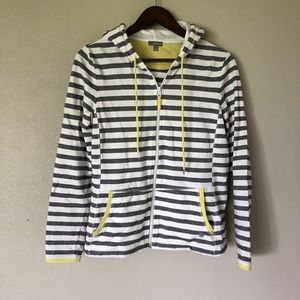 Talbots zip up striped sweatshirt with hood